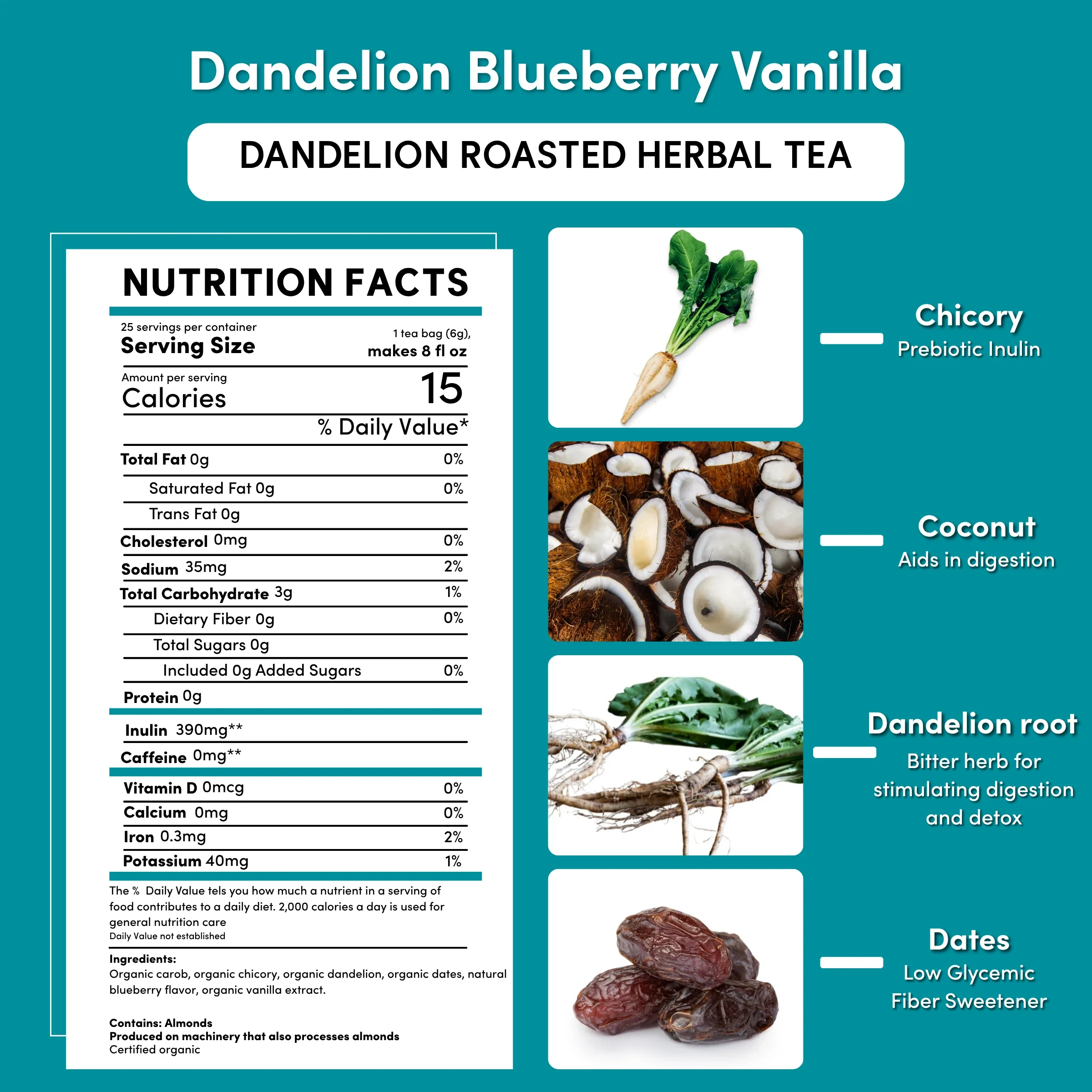 Dandelion Blueberry Vanilla Roasted Herbal Tea - Image 12