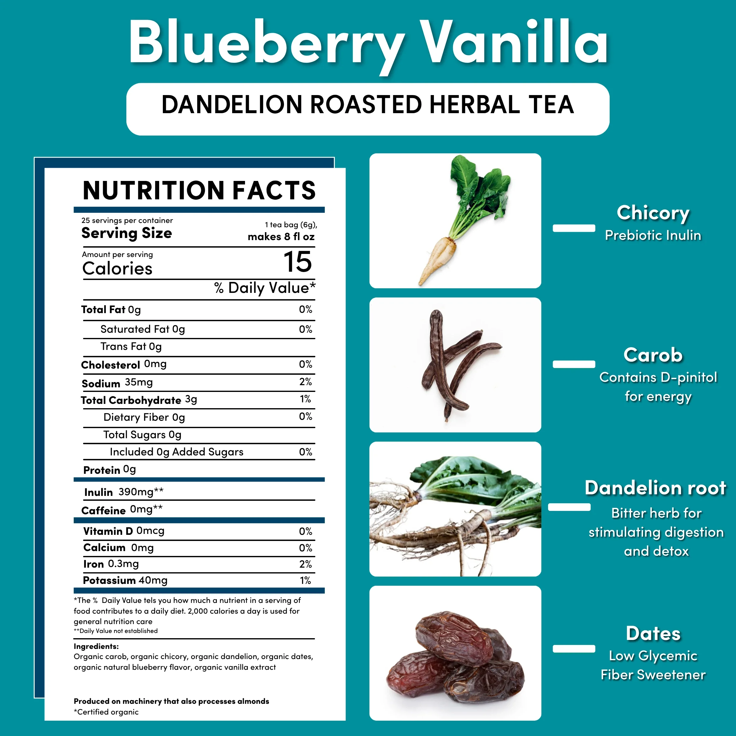 Dandelion Blueberry Vanilla Roasted Herbal Tea - Image 7