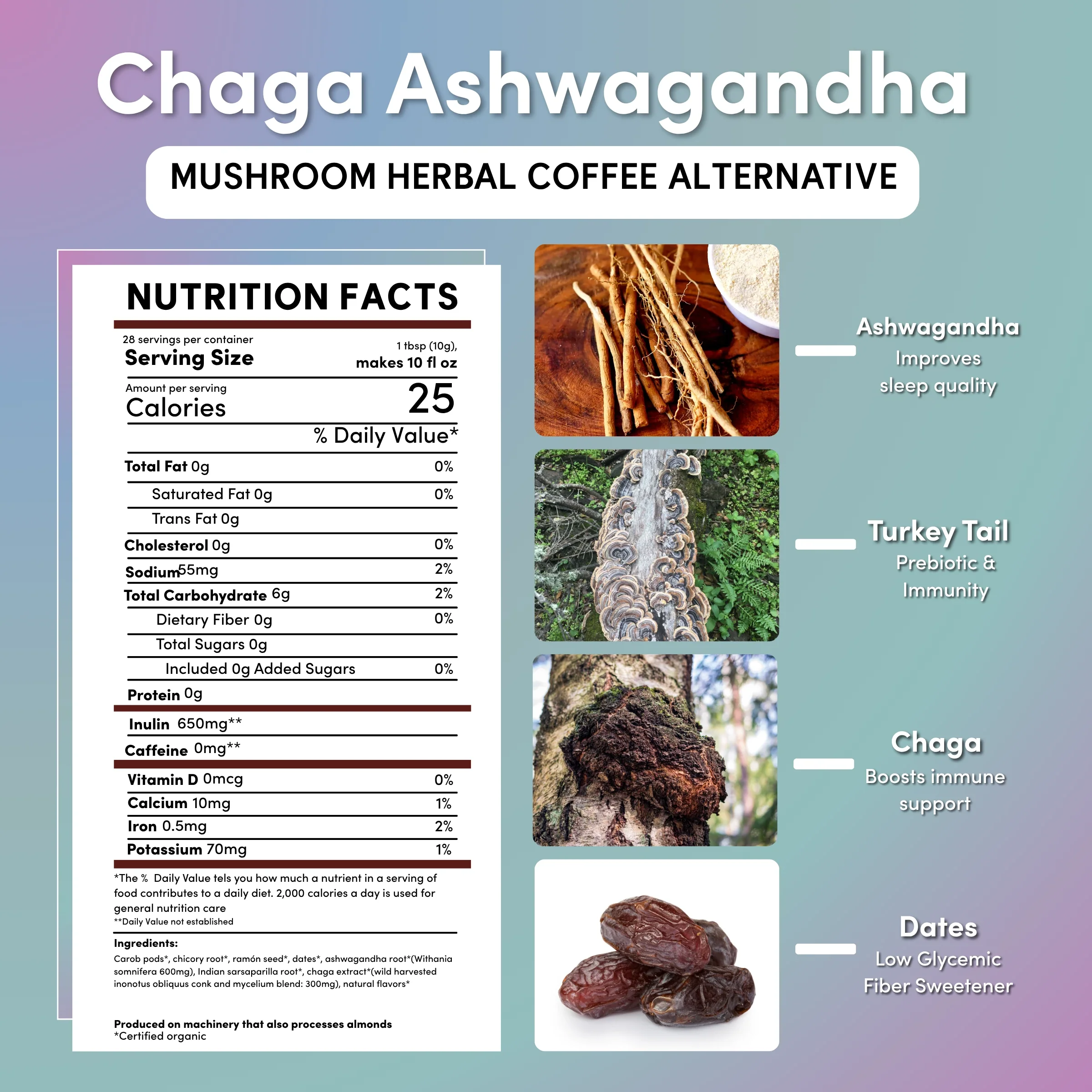 Chaga Ashwagandha Butterscotch Cream Mushroom Herbal Coffee - Image 18