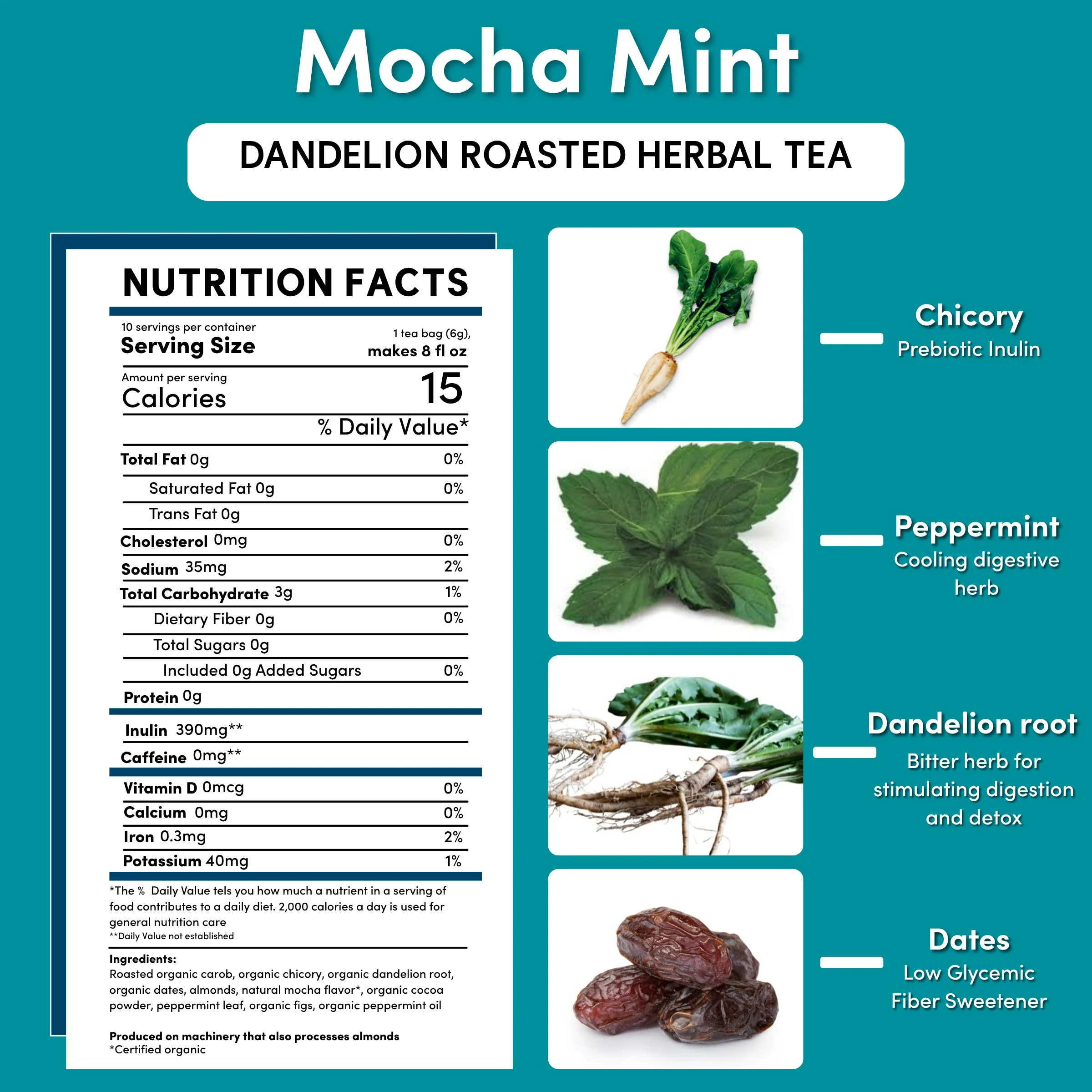 Dandelion Mocha Mint Roasted Herbal Tea - Image 23