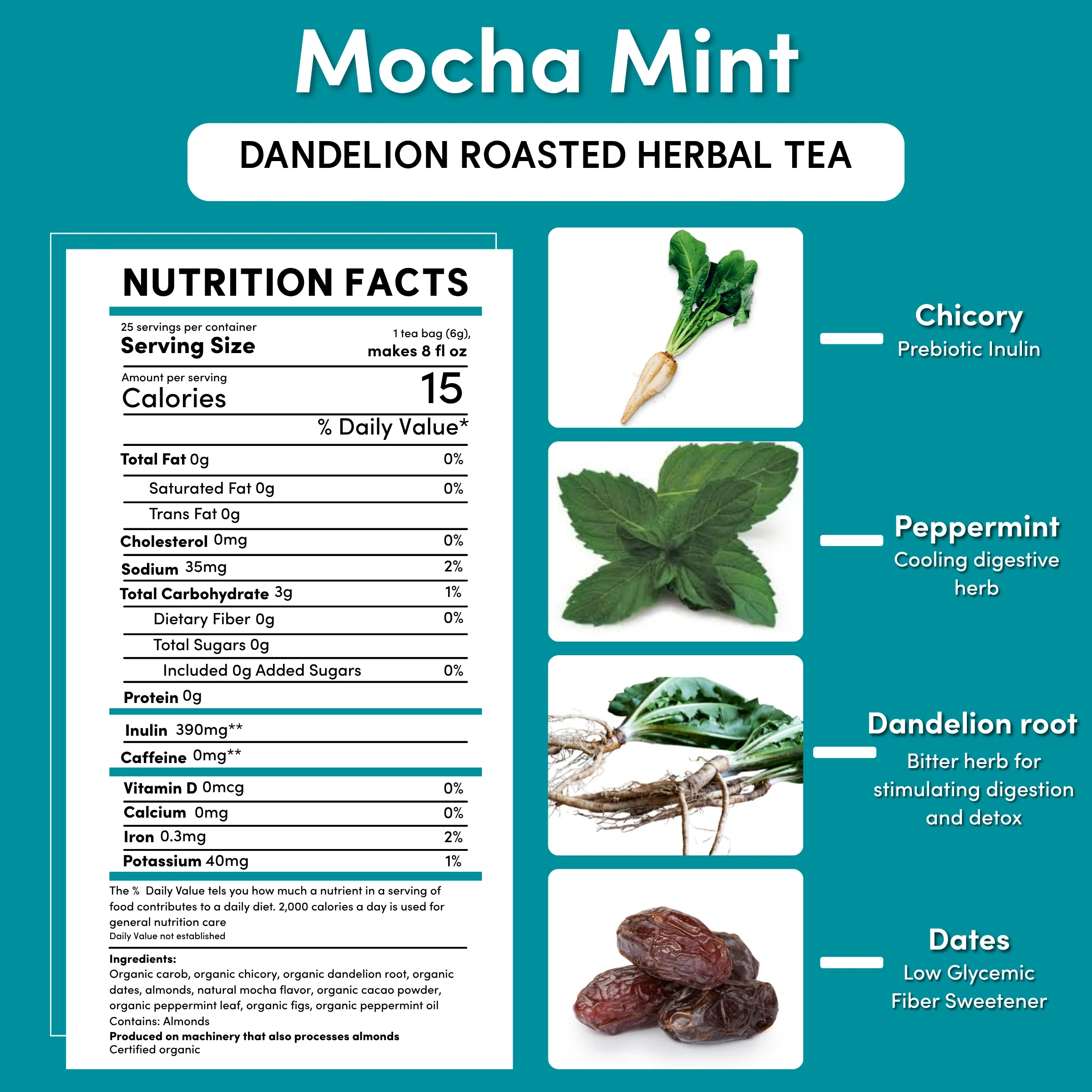 Dandelion Mocha Mint Roasted Herbal Tea - Image 27