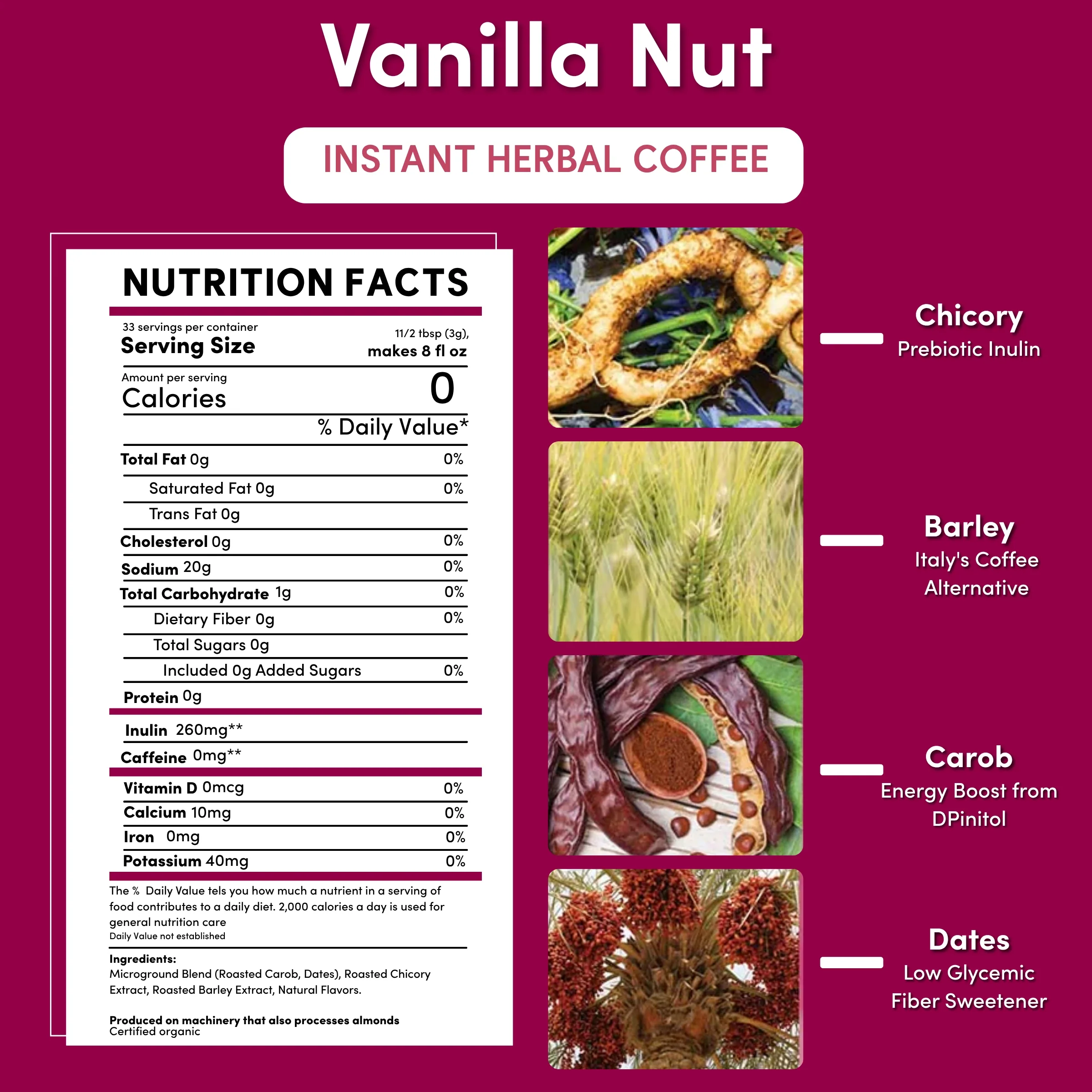 Instant Vanilla Nut Herbal Coffee - Image 9