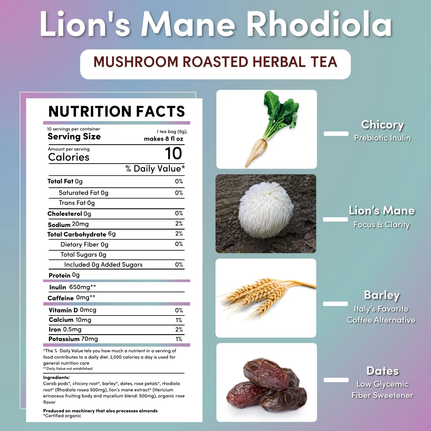 Lion's Mane Rhodiola Rose Mushroom Herbal Tea - Image 20