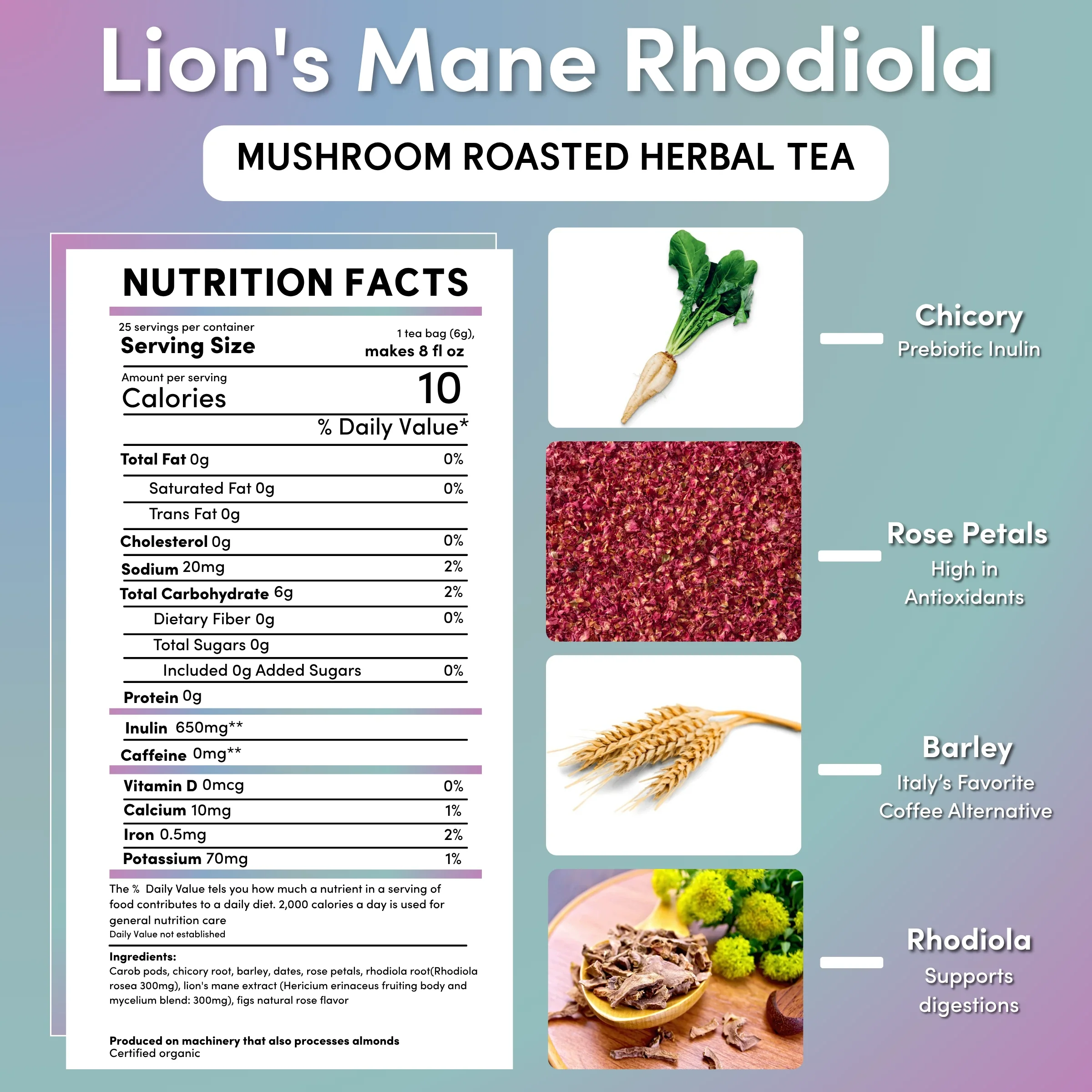Lion's Mane Rhodiola Rose Mushroom Herbal Tea - Image 31
