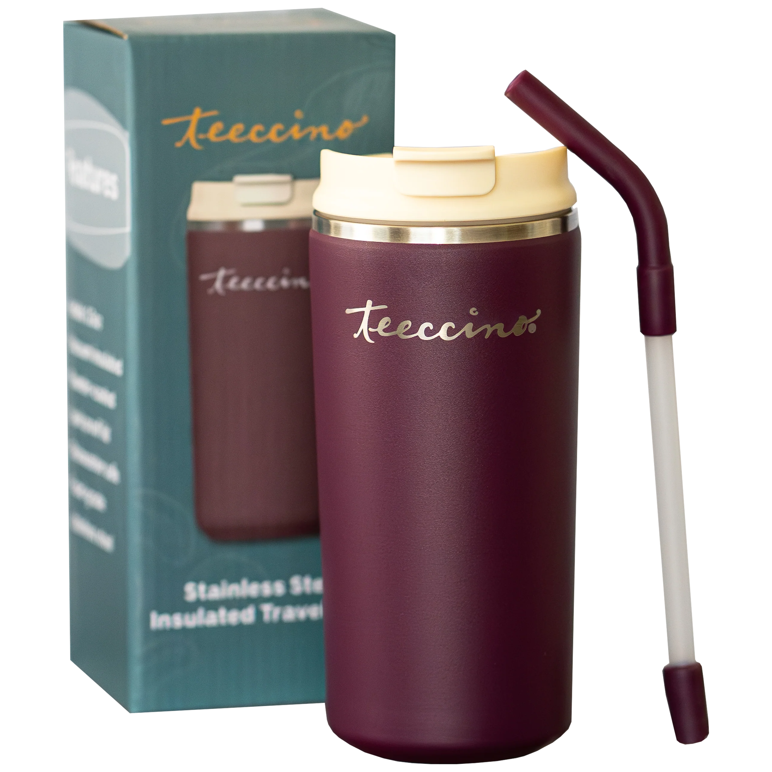Teeccino Stainless Steel Insulated Travel Mug (Plum)